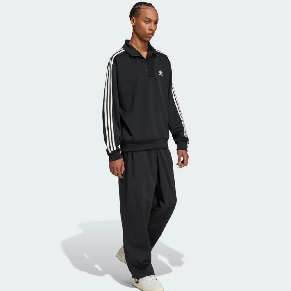 Adidas Adicolor Funnel Neck Pullover Black 1/4 Zip Track Jacket Small NWT